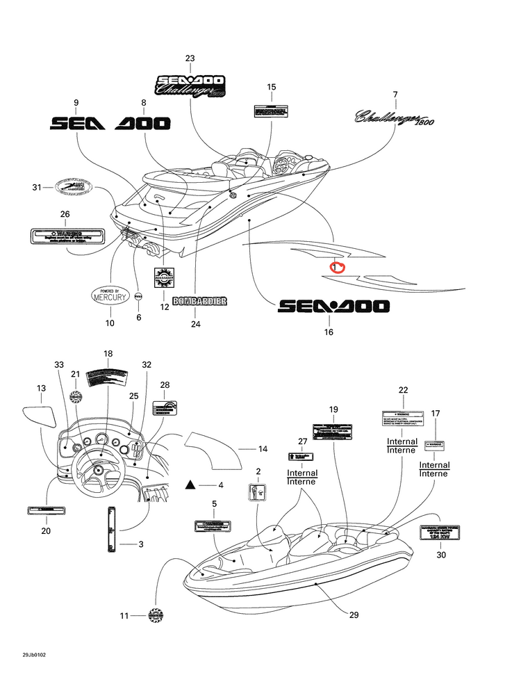 204900743 SeaDoo LH Rear Decal (Deck/Hull)