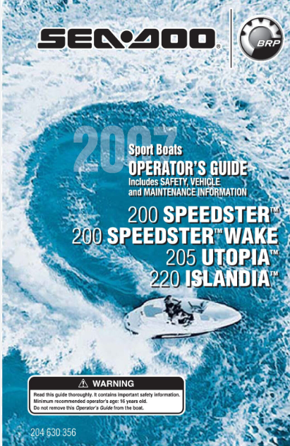 Sea-Doo Sportboat Owners Manual (2007) - Powersports Gear Dealer & Accessories | Banner Rec Online Shop