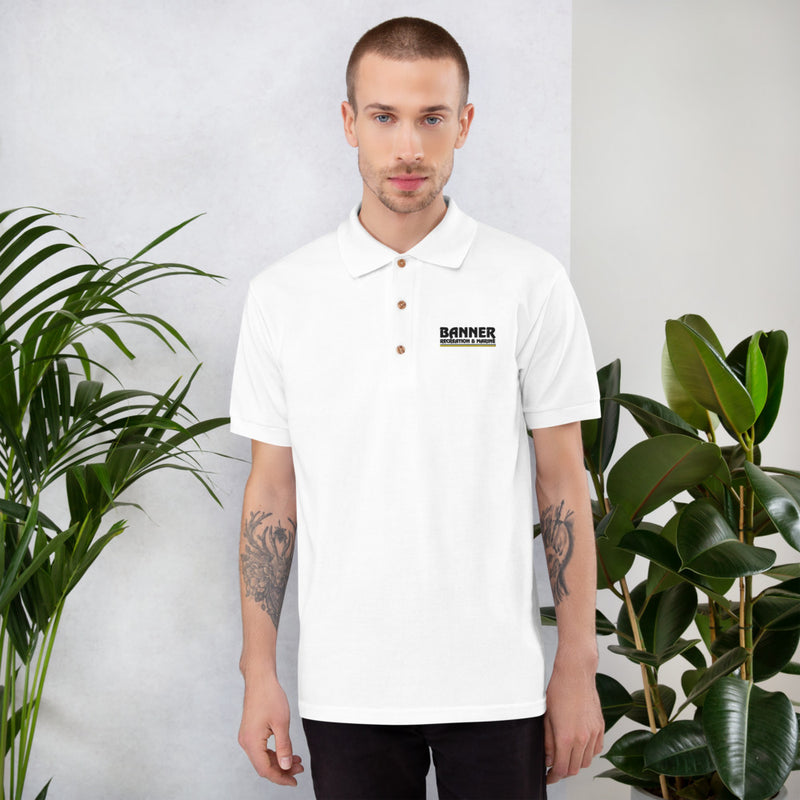 Banner Embroidered Polo Shirt - White & Grey - Powersports Gear Dealer & Accessories | Banner Rec Online Shop