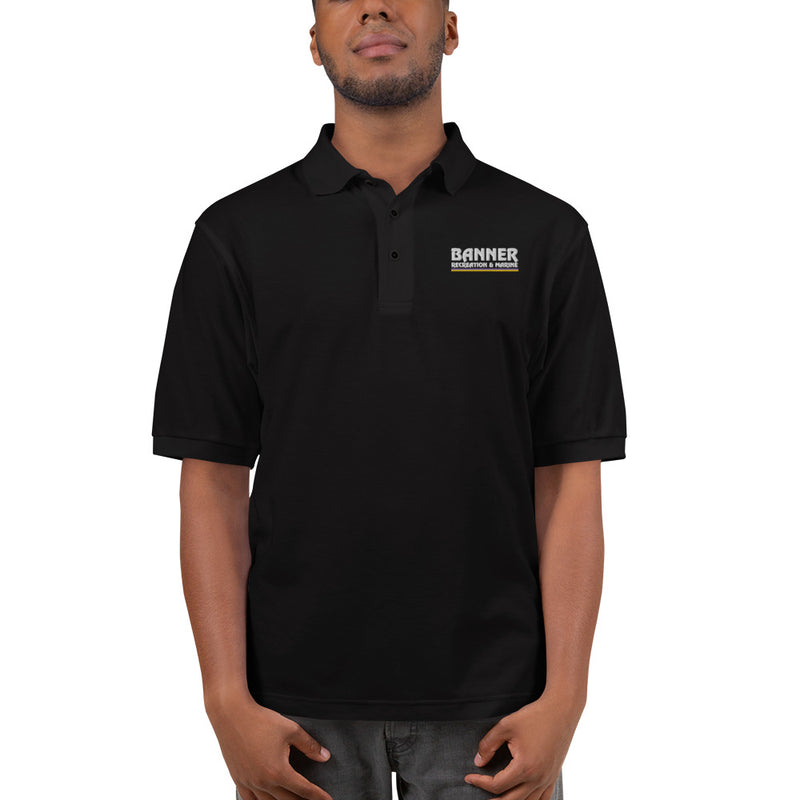Banner Men's Premium Polyester Blend Polo - Black - Powersports Gear Dealer & Accessories | Banner Rec Online Shop