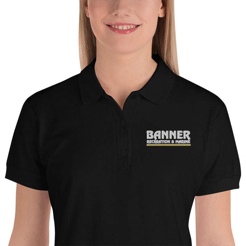 Banner Women's Cotton Polo Shirt - Black